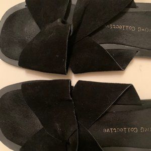 B*O*G Collective black suede crossover sandals, size 7